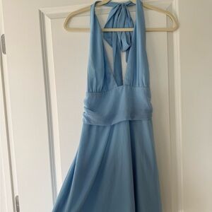 Light Blue Halter Midi Dress